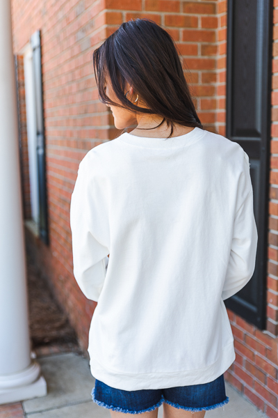 Ruffle Sweatshirt, White