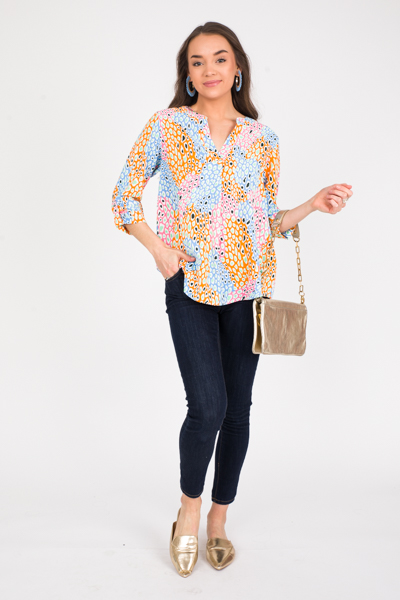 Multi Animal Blouse, Orange