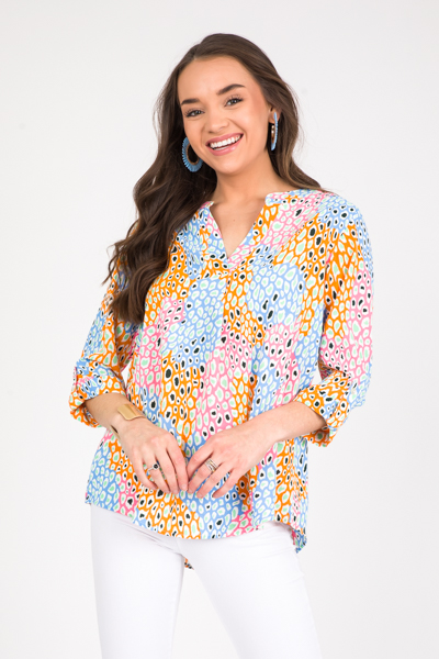 Multi Animal Blouse, Orange