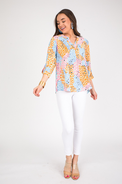 Multi Animal Blouse, Orange