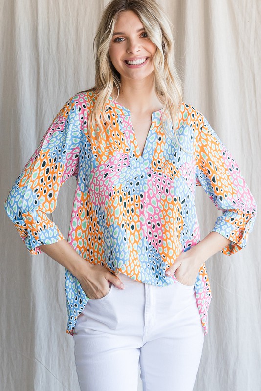 Multi Animal Blouse, Orange