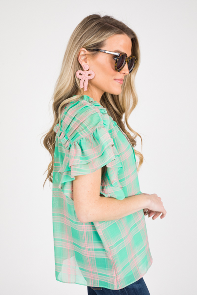 Strawberry Mint Plaid Top