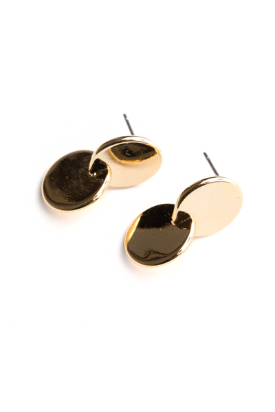 Solid 2 Circle Earrings, Gold