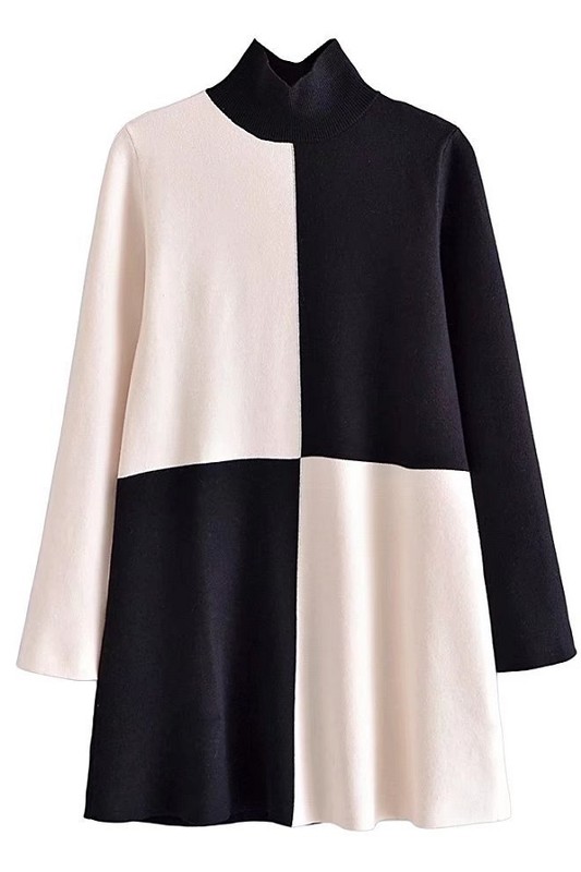 Amber Colorblock Sweater, Black/White