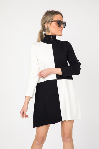 Amber Colorblock Sweater, Black/White