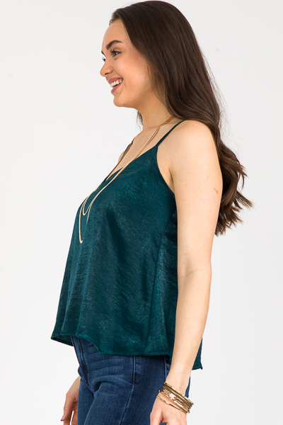 Solid Satin Cami, Hunter Green