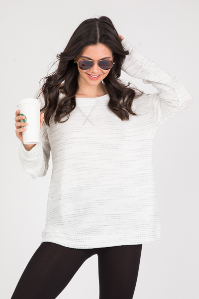 Brushed Casual Top, Off White