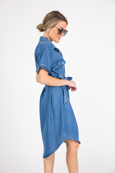 Belted Chambray Snaps Dress