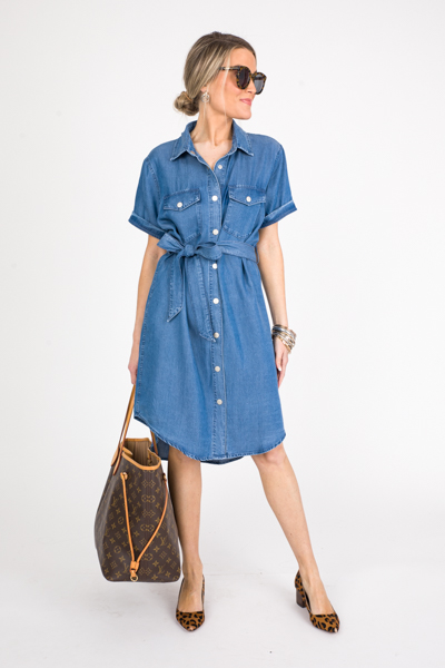 Belted Chambray Snaps Dress