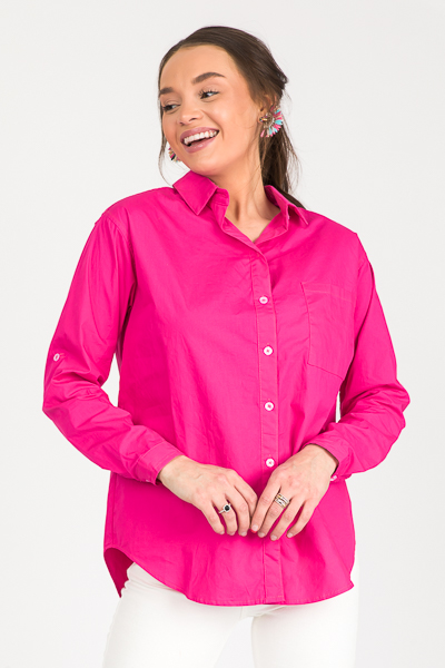 Devin Button Down, Fuchsia