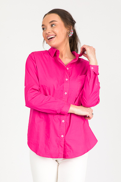 Devin Button Down, Fuchsia