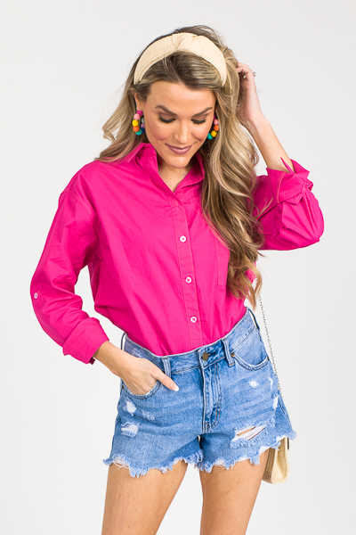 Devin Button Down, Fuchsia