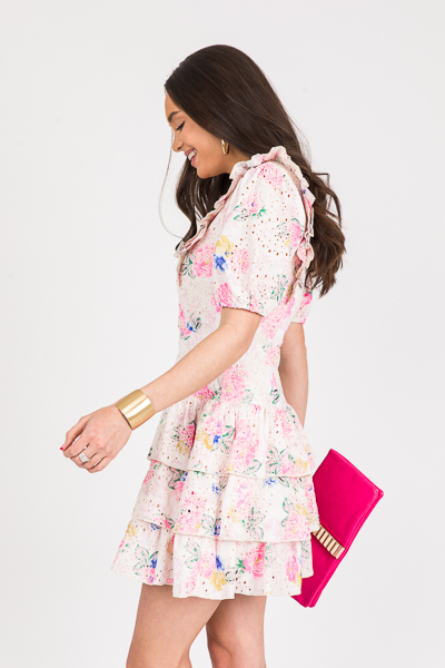 Pink Floral Eyelet Dress