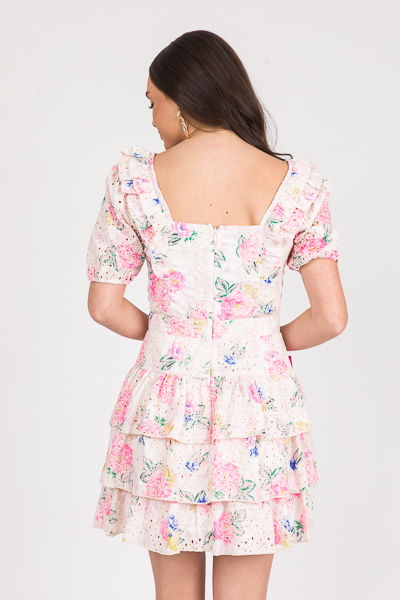 Pink Floral Eyelet Dress