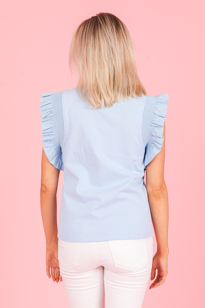 Preppy Cotton Top, Powder Blue