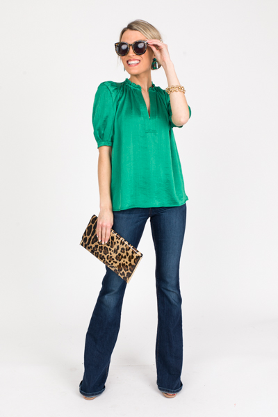 Isabella Solid Blouse, Green