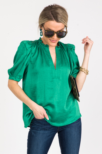 Isabella Solid Blouse, Green