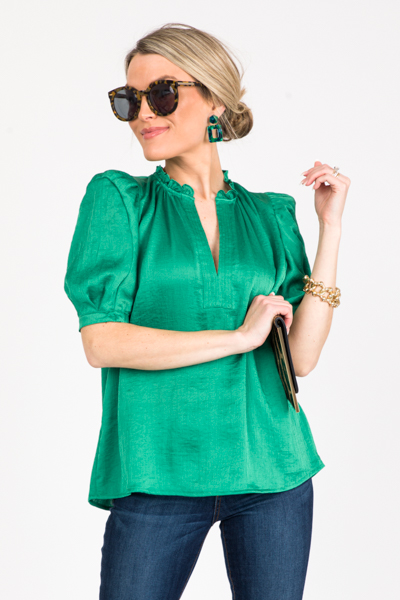 Isabella Solid Blouse, Green