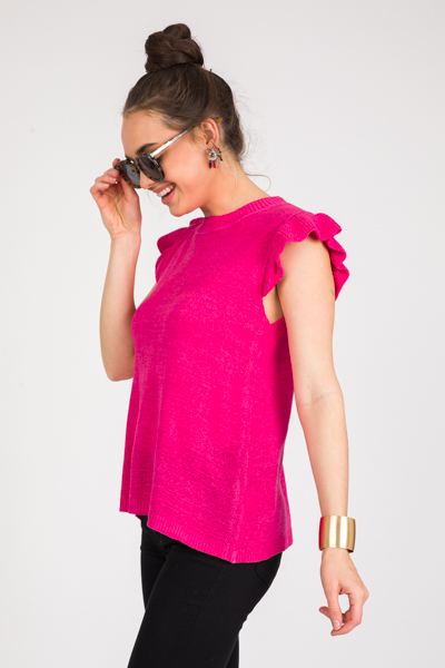 Flutter Sweater Top, Hot Pink