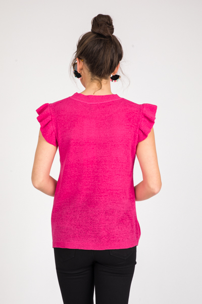 Flutter Sweater Top, Hot Pink