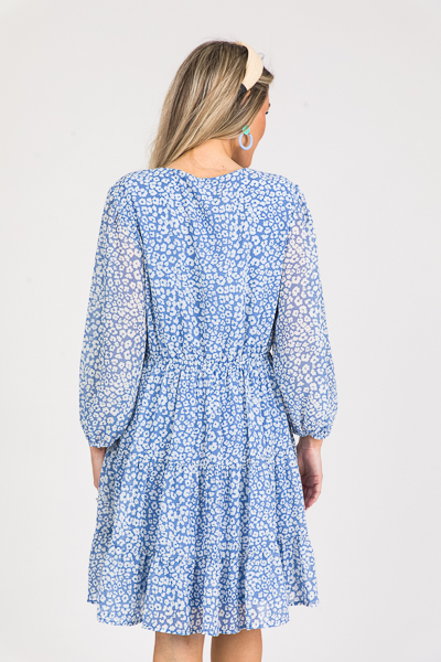 Sky Blue Leopard Print Dress