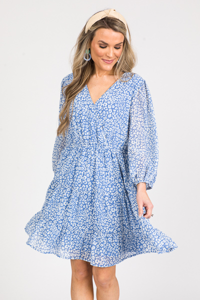 Sky Blue Leopard Print Dress