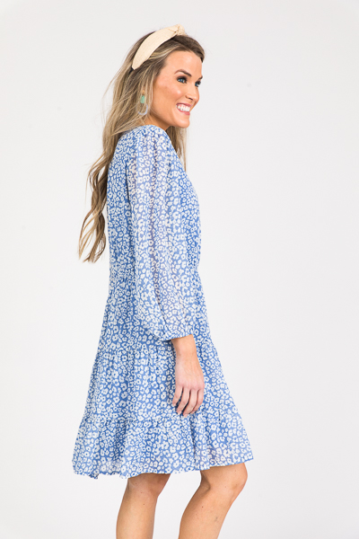 Sky Blue Leopard Print Dress