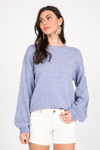 Delaney Spots Sweater, Dusty Blue