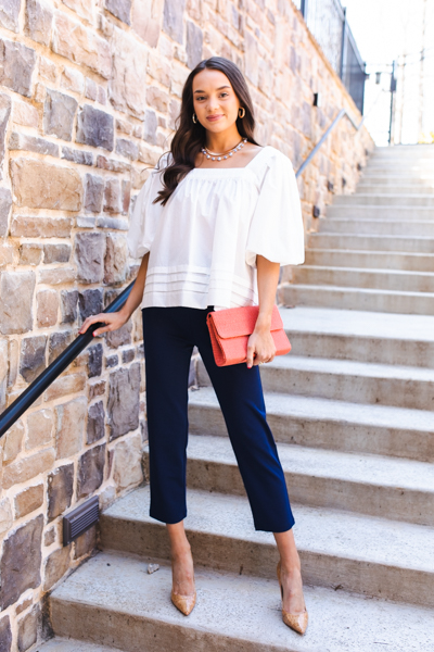 Crisp Puff Sleeve Top, White