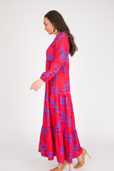 Japanese Blossoms Maxi, Red