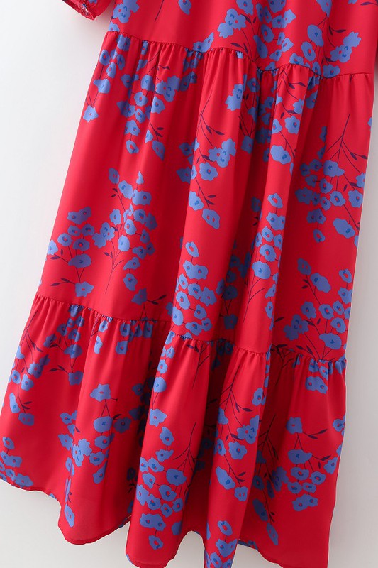 Japanese Blossoms Maxi, Red