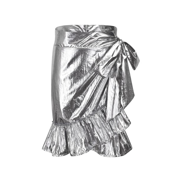 Metallic Silver Wrap Skirt