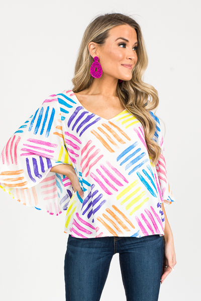 Multi Lines Top, Ivory