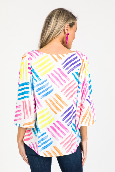Multi Lines Top, Ivory