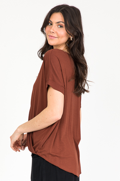 Stretchy Wrap Top, Chocolate