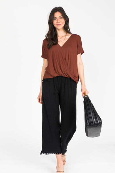 Stretchy Wrap Top, Chocolate