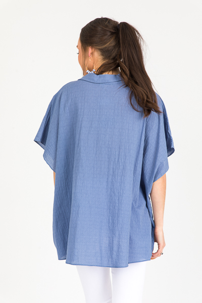 Twist Front Oversized Top, Blue