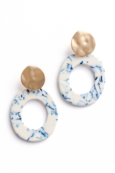 Acetate Circle Earrings, Blue