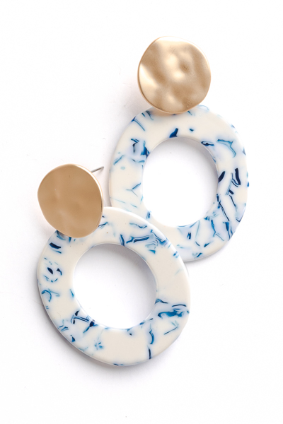 Acetate Circle Earrings, Blue