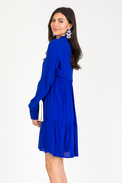 Solid Karlie Tier Dress, Blue