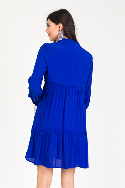 Solid Karlie Tier Dress, Blue