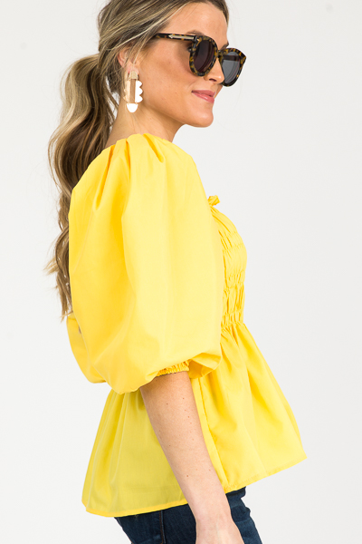 Tatum Smock Top, Yellow