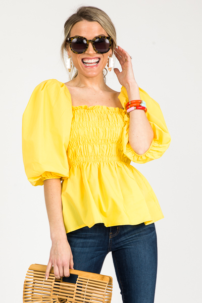 Tatum Smock Top, Yellow