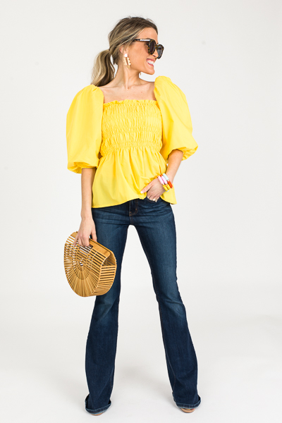 Tatum Smock Top, Yellow