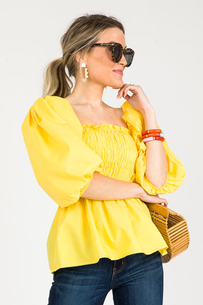 Tatum Smock Top, Yellow