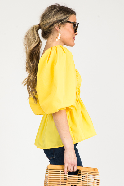 Tatum Smock Top, Yellow