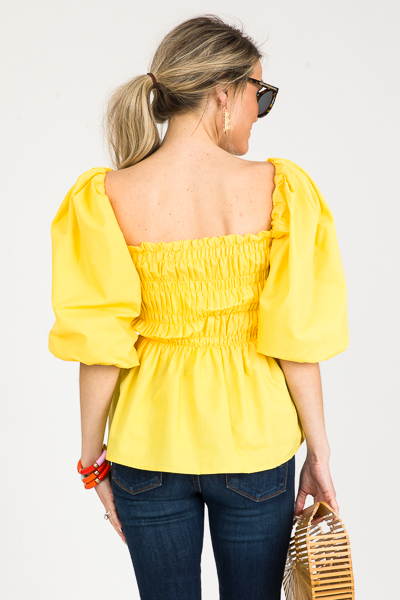 Tatum Smock Top, Yellow