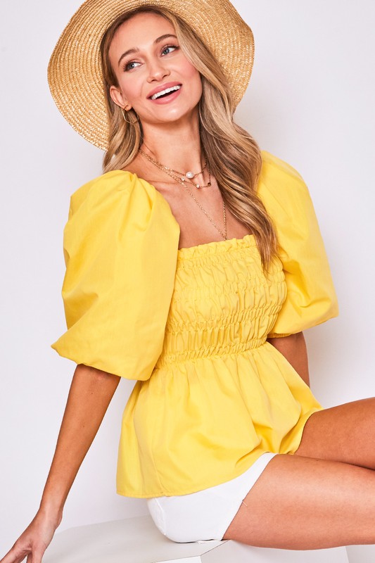 Tatum Smock Top, Yellow