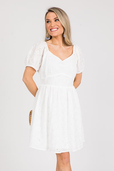Betty Eyelet Dress, White
