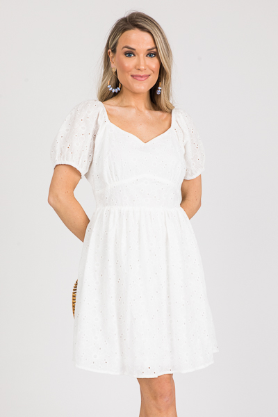 Betty Eyelet Dress, White